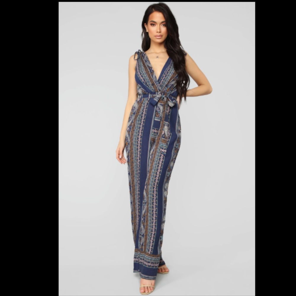 Fashion Nova In A Daze Jumpsuit Navy Sz S